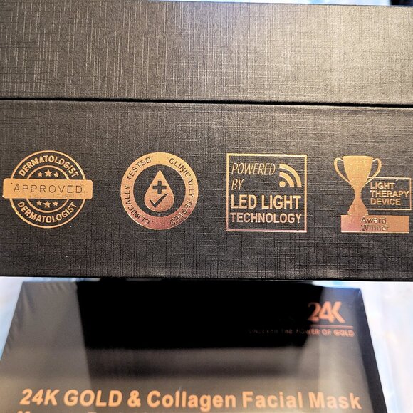 Glo24K Colour LED Mask Gold & Collagen Anti-Aging Facial Masks 5-Pack Bundle - Picture 5 of 6